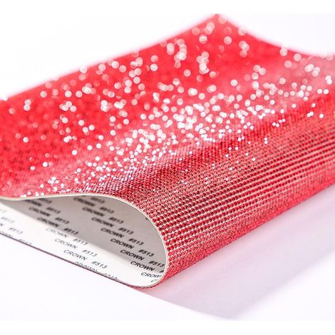 (Rouge) Papier strass DIY, autocollants strass cristal, pochette de téléphone/voiture en strass scintillants faite main (1/4)