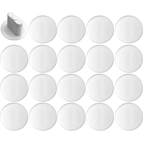 20x Bouchon cache trou de montage capuchon plastique oblong 8mm Protection Recouvrement Meuble, Blanc (1/4)