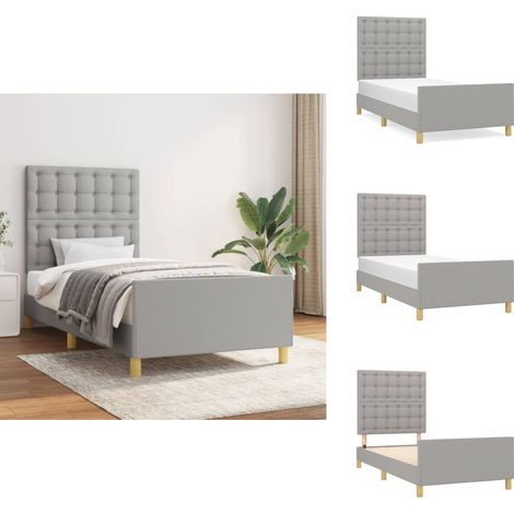 Cadre de lit sans matelas avec tête de lit gris clair 80x200cm - Cadre De Lit - Lit Avec Têted'appui - Literie - Meubles De Chambre - Meuble Design (1/5)