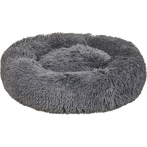 Cuccia per cani pelliccia sintetica grigio scuro 80 cm cuscino per gatto letto animali rotondo Kulu
