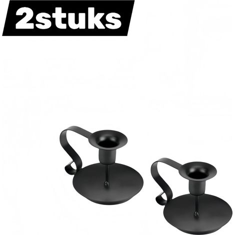Lot de 2 chandeliers de table en fer élégants pour décoration intérieure soirées romantiques et fêtes noir (1/5)