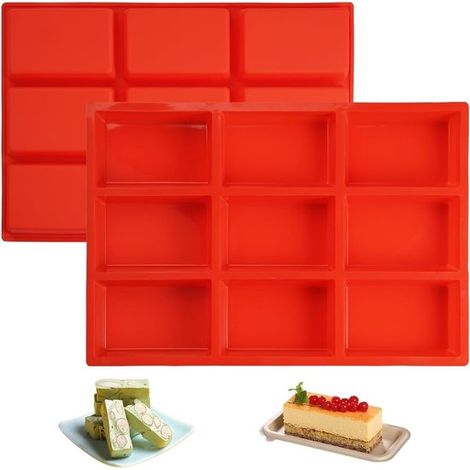 Pratici 2 stampi rettangolari per mini torte 9 cavità in silicone 2 pezzi per uso quotidiano – 21 (1/5)