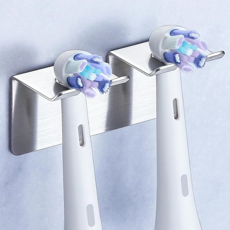 Support de Brosse à Dents électrique sans Percer, Porte-brosses à Dents en Anti-Rouille Mural, Support de Tête de Brosse à Dents pour Brosses à Dents de Remplacement (Argenté, Petit) (1/5)