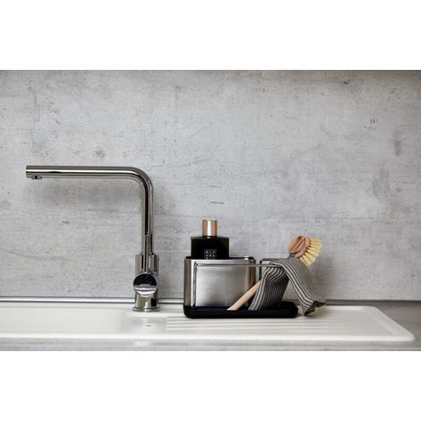 Organisateur pour accessoires de vaisselle en acier inoxydable – Système de drainage – Design minimaliste pour cuisine – 21 x 12 x 10,5 cm (1/5)
