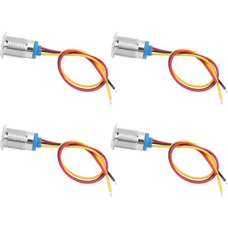Lot de 4 LED rondes pré-câblées étanches 12mm, 2 couleurs, anode commune, 12-24V, rouge et jaune, électrode positive, ampoules LED 2 tons pour projets DIY. (1/5)