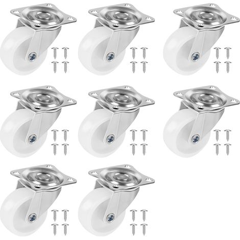 Roulettes Pivotantes pour Meubles Lourds, 8 PCS Roulettes pour Meubles 40MM Roulette Charge Lourde Mini Pivotantes avec roulement à billes et 32 Vis (1/5)
