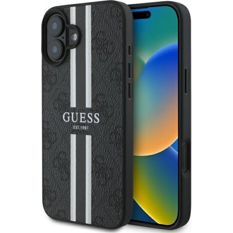Guess Hardcase MagSafe Schutzhülle für iPhone 16 (6,1 Zoll) mit schwarzen Streifen (1/5)