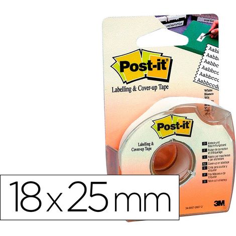 post-it 7100222076 cinta adhesiva blanca 25,4 mm