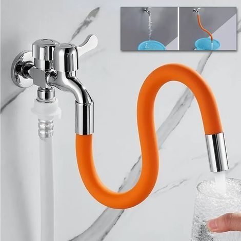 Universelle Wasserhahnverlängerung, 360° drehbar, verstellbar, frei biegsames Rohr, spritzwassergeschützt, 30 cm Zubehör (1/4)