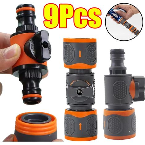 (Lot de 3 (9 pièces)) Adaptateurs de raccordement rapide pour tuyau d'arrosage, robinet d'arrêt, connecteur pour robinets, pistolets d'arrosage et systèmes d'arrosage (1/4)