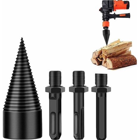 royaluxe -Fendeuse de Bûches 45mm,Fendeuse de bûches, fendeuse à bois perceuse sûre, fend de bûches, Fend de Bûche pour Fendre du Bois, Foret à Bois pour machine à bois de chauffage (Hex+Square+Round) (1/5)