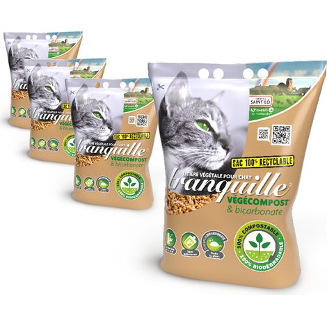 Litière végétale pour Chat agglomérante 4 litres - Lot de 4
