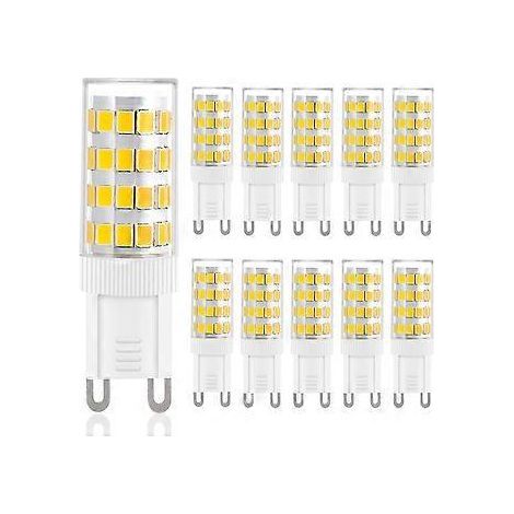 Ampoules LED G9 blanc chaud, 5 W, 500 lm, 3000 K, équivalent à une ampoule halogène G9 de 40 W, sans scintillement, non dimmables, pour éclairage décoratif et lustres, lot de 10. (1/4)