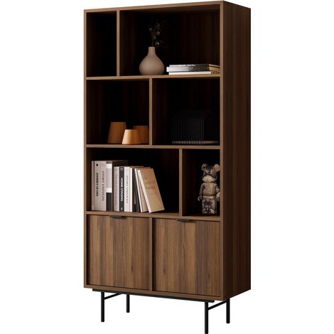 Estantería Studos, Nogal, Con puertas, Abierto, Aglomerado laminado, Número de puertas: 0, Número de cajones: 0, 185x90x35cm (1/5)
