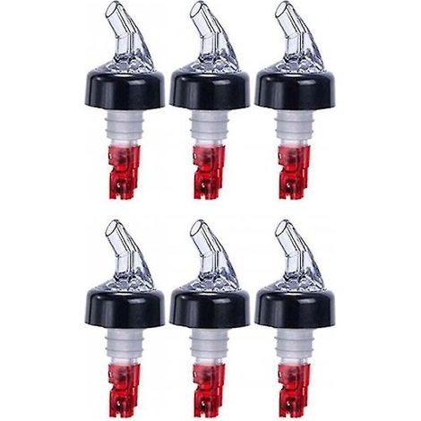 Distributeur de vin (lot de 6), 3 cl, bouteille avec bec verseur transparent, rouge- (1/2)