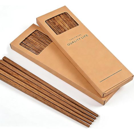 Baguettes - Lot de 20 Paires - Bois Naturel - Antidérapantes - Pour Riz Et Nouilles - 24cm (1/5)