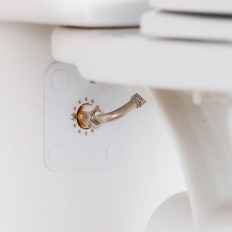 Platine sortie cloison pour WC - Platine encastrable - habillage PER 12 sortie simple - 1 flexible coudé - 1 robinet WC