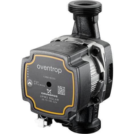 OVENTROP Bomba de alta eficiencia 180 mm con rosca de conexión G 1 1/2 para Regusol-180 DN 25, Grundfos UPM3 W3 Solar 25-75 PWM C 180, 1367259