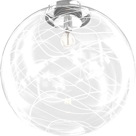 Plafoniera Contemporanea Moon Metallo Cromo Vetro Bianco 1 Luce E27 D.40Cm (1/4)