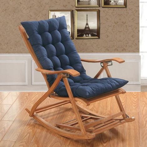 Fauteuil à bascule en rotin pour salon, coussin de relaxation, chaise berçante avec assise rembourrée, dossier inclinable, coussin de canapé (1/4)