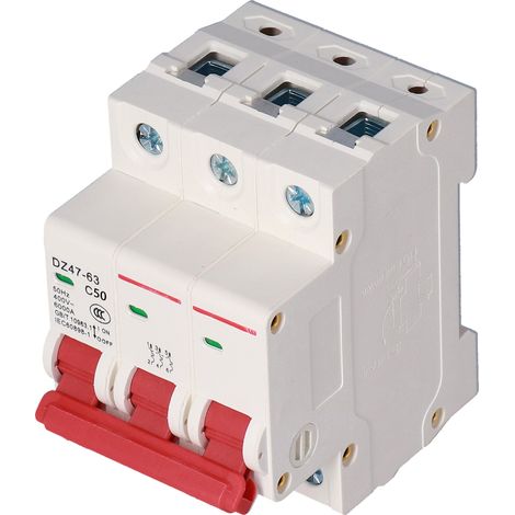 Disjoncteur miniature pour montage sur rail DIN, boîtier en polycarbonate, interrupteur à air domestique 400 V CA triphasé DZ47-6350A (1/5)