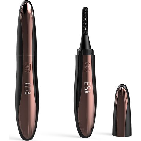 Recourbe-cils chauffant électrique avec 4 réglages de chaleur, affichage LED et rechargeable de type C – Boucle longue durée, sûr et portable (noir/or rose) (1/5)