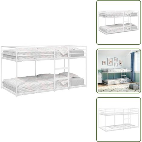 The Living Store Etagenbett ohne Matratze Weiß 100x200 cm Stahl - Hochbett (1/5)