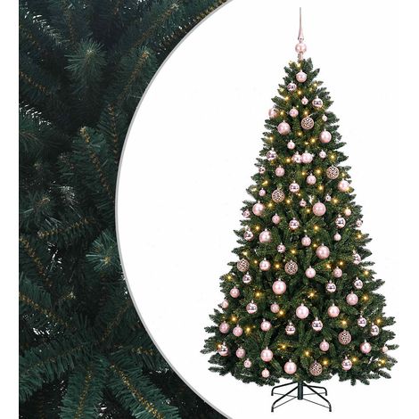 Árbol de Navidad artificial verde oscuro con bolas 240 cm vidaXL