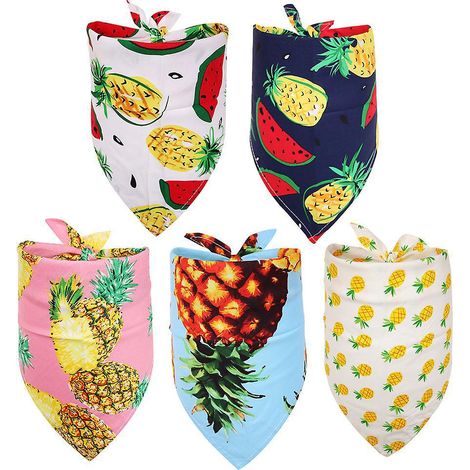 5 Pices Bandanas Pour Animaux De Compagnie Bandana Pour Chien D't Charpe Pour Chien Hawaen Bavoirs Triangle Pour Animaux De Compagnie Ajustable Ba (1/5)