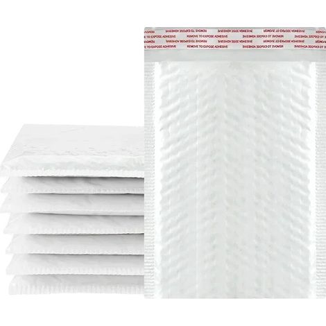 Sobres de plástico de burbujas, material resistente, diseño autoadhesivo, 11x11 cm, 50 unidades. (1/2)