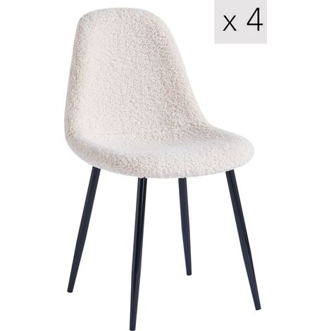 Lot de 4 chaises scandinaves en métal – Assise en tissu premium – Hauteur d'assise 51 cm – Pieds en métal époxy noir – Nordlys (1/5)