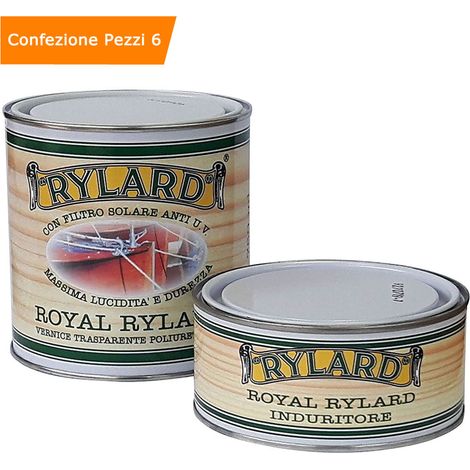 Multipack 6 pezzi royal trasparente lucido vernice poliuretanica bicomponente 750 ml