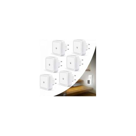 Luz nocturna LED automática con sensor de luz, paquete de 6, luz nocturna para niños, luz nocturna con enchufe para dormitorio, color blanco (1/4)