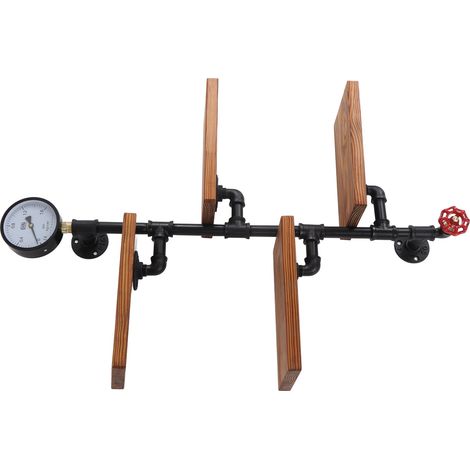Wandregal aus Eisen im nordischen Stil, Rohrdesign, Hängeregal aus Massivholz, mehrere Ablagen, Wanddekoration, extrem hohe Tragfähigkeit. (1/5)