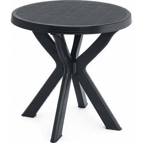 Tavolo rotondo in plastica rigida da giardino - Diam. 70cm Altezza 72cm - Tavolino Antracite da campeggio salvaspazio e facile da riporre, per esterno ed interno (1/5)