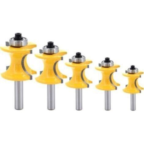 Juego de 5 fresas para madera con vástago redondeado de 8 mm – Corte de radio de 6 mm a 19 mm – Cuchillas de carburo para madera dura y MDF – Diseño anti-retroceso (1/5)