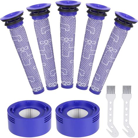 FAOKZE Filtre de Remplacement pour Dyson V7 V8 Séries, 2 post-filtres HEPA et 5 pré-filtres, Filtre pour Aspirateur Dyson, Lavable filtre de Rechange aspirateur avec 2 brosse de nettoyage (1/5)