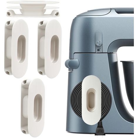 Lot de 3 organisateurs de câbles en silicone – Blanc – Adhésif – Pour mixeur, cafetière et bouilloire – Solution de rangement de câbles durable (1/5)