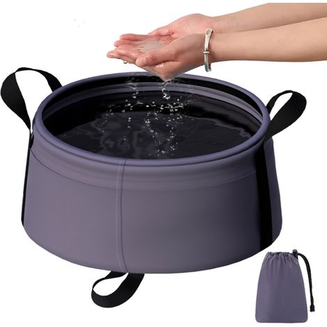Seau pliable, récipient à eau pour le camping, bassine pliable de 8,5 L résistante aux hautes températures avec poignée, multi-usages pour la lessive, la pêche, la plage, la cuisine, les voyages, le j (1/5)