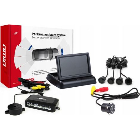 Kit di sensori di parcheggio TFT02 da 4,3" con telecamera HD-307-IR, 4 sensori, nero (1/5)