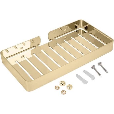 Mensola da bagno a parete in acciaio inox - Portasapone con scolapiatti - Cestino portaoggetti di design - Robusta staffa di fissaggio - Resistente alla ruggine (1/5)