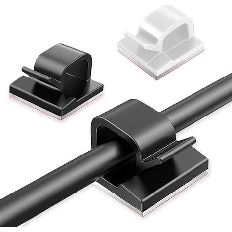 Lot de 50 attaches-câbles autocollantes - Clips de câble, lot de 50-AquaForge (1/5)