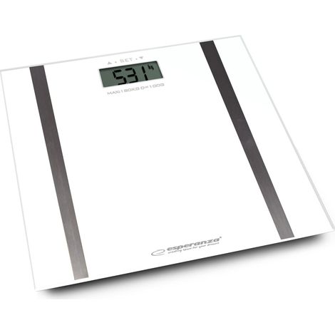Esperanza Samba EBS018W - Bilancia da bagno bianca, superficie in vetro, 180 kg