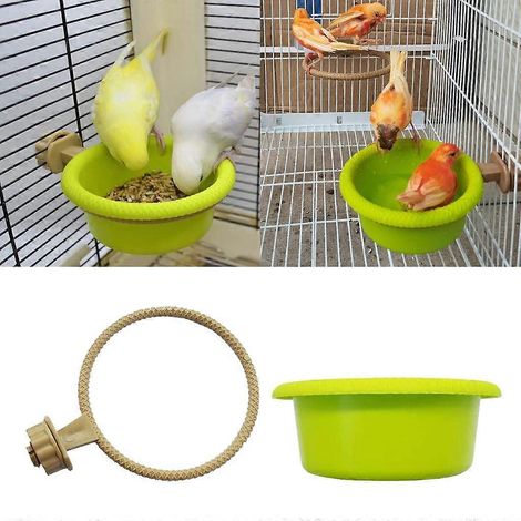 Baignoire pour oiseaux avec crochet à visser, nettoyage facile, boîte de bain en plastique pour perroquet (1/4)