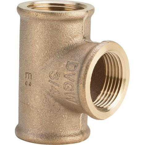 Raccordo a Tee ø1"Fx1/2"Fx1"F bronzo, filettature Rp 362515 (1/3)