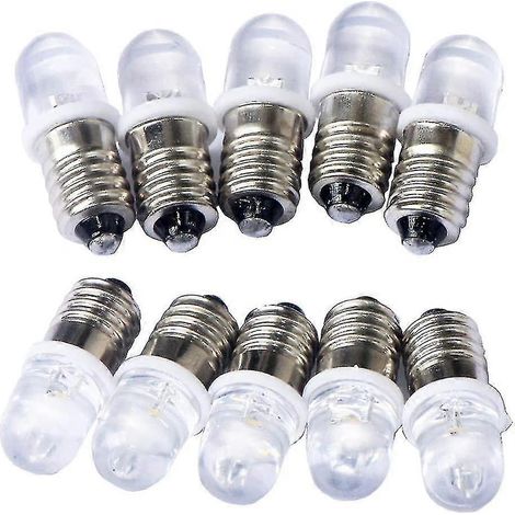Lot de 10 ampoules LED spot E10 3V blanc froid 6000K (1/5)