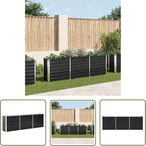 The Living Store Garten-Hochbeet Verzinkter Stahl 240 x 40 x 77 cm Anthrazit - Gartenhochbeet - Metallhochbeet - Balkonbepflanzung - Terrasse Bepflanzung - Stahlteich (1/5)