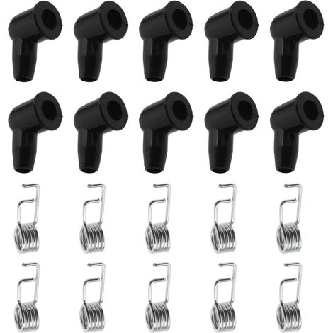 10pcs Capuchon de Bougie d'allumage de Tondeuse à Gazon avec 10x Ressort Couvercle de Démarrage de Bougie d'allumage pour Fil de 7 mm Compatible avec Briggs & Stratton Tecumseh STIHL (1/5)