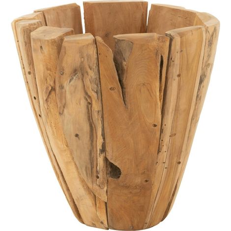 Cachepot en bois naturel teck esprit artisanal chaleureux - Teck naturel clair et chaleureux