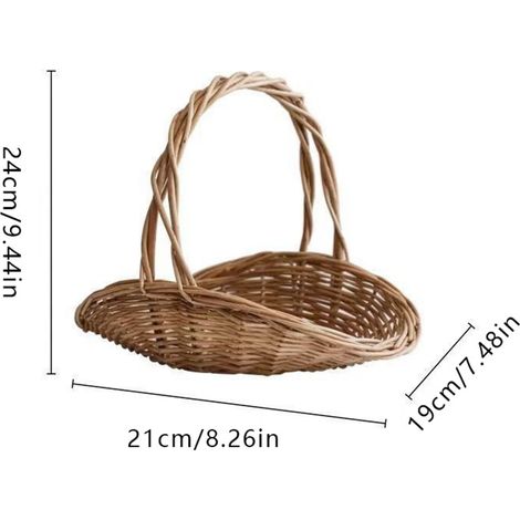 Panier Tissé En Rotin - Boîte De Rangement Portable Avec Poignée - Pour Fruits Légumes Jouets Ou Objets Divers - Usage Intérieur Et Extérieur - 31 x 26 x 27 cm (1/4)